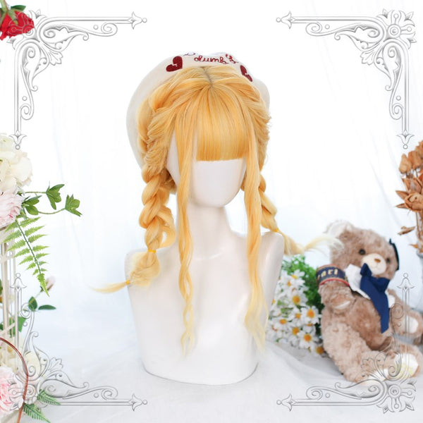Golden long curly wig KF81555