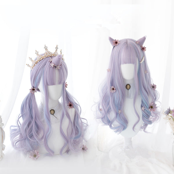 Purple long curly wig KF81189