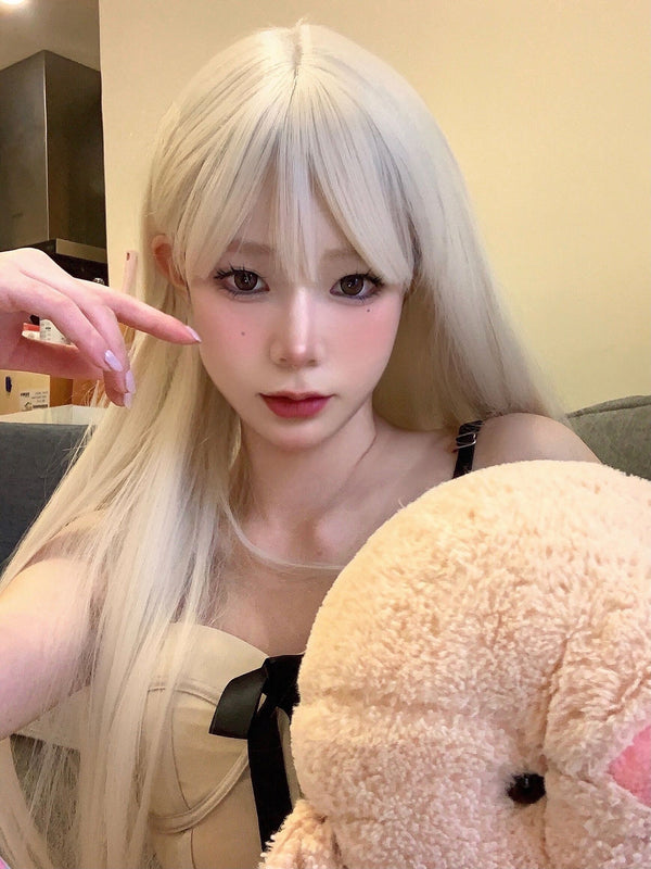 White long straight wig KF81780