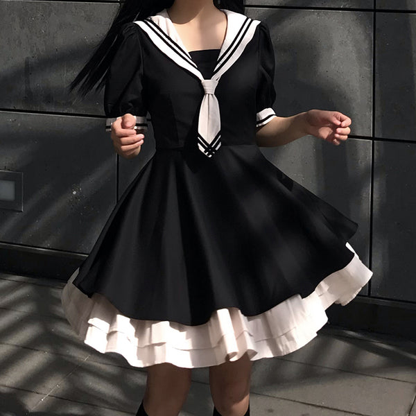 black jk uniform dress  KF21602