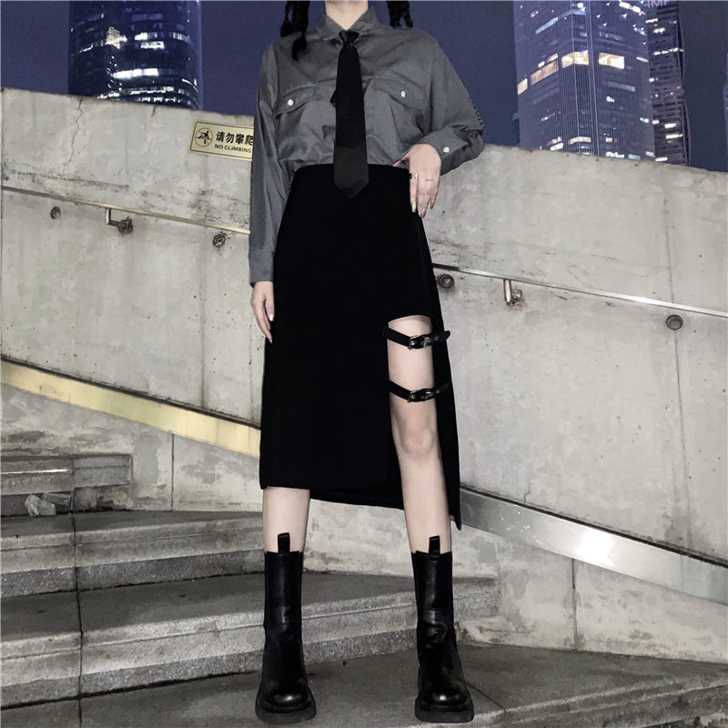 Punk dark skirt KF81718
