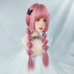 Pink long straight wig KF81917