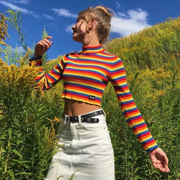 Rainbow knit sweater KF90372