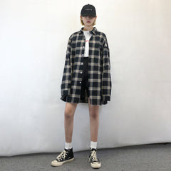 Harajuku plaid long sleeve shirt  KF2388