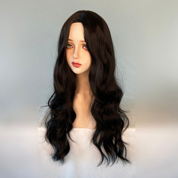 Harajuku black long curly wig   KF82322