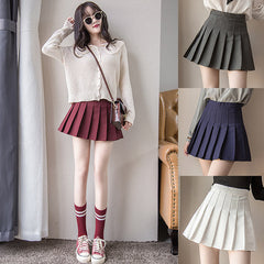 Winter wool Thicken  high waist plaid skirt KF25066