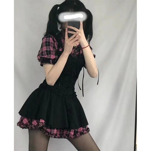 Harajuku Check Dress KF82090