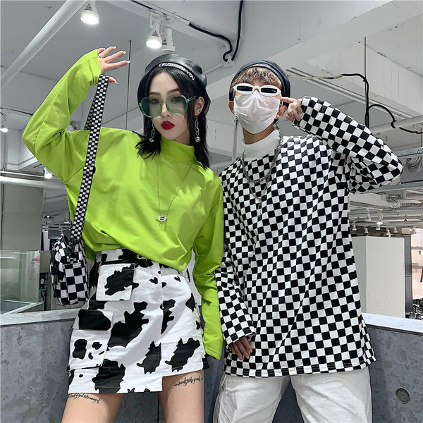 Ulzzang Green Plaid T-Shirt KF90173