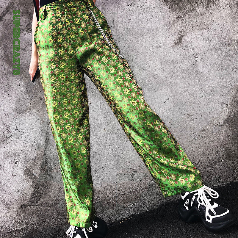 Chain green pants KF90549