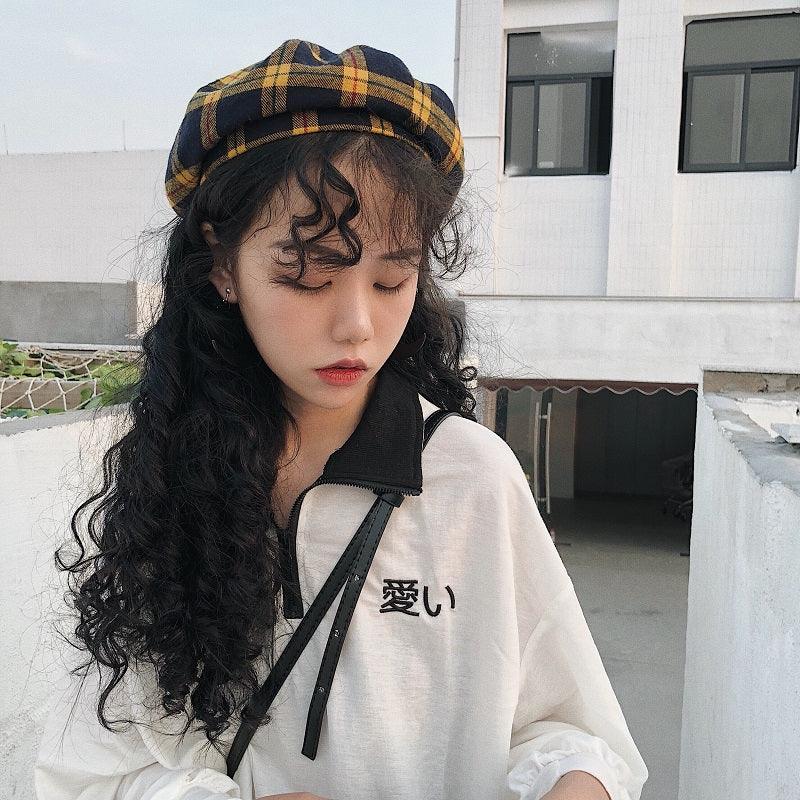Vintage plaid beret KF90557
