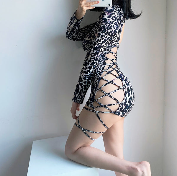 Sexy leopard dress KF81659