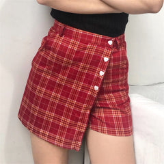 Love heart plaid skirt KF90359