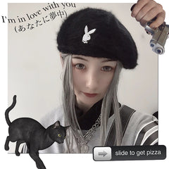 Rabbit pattern beret KF80058