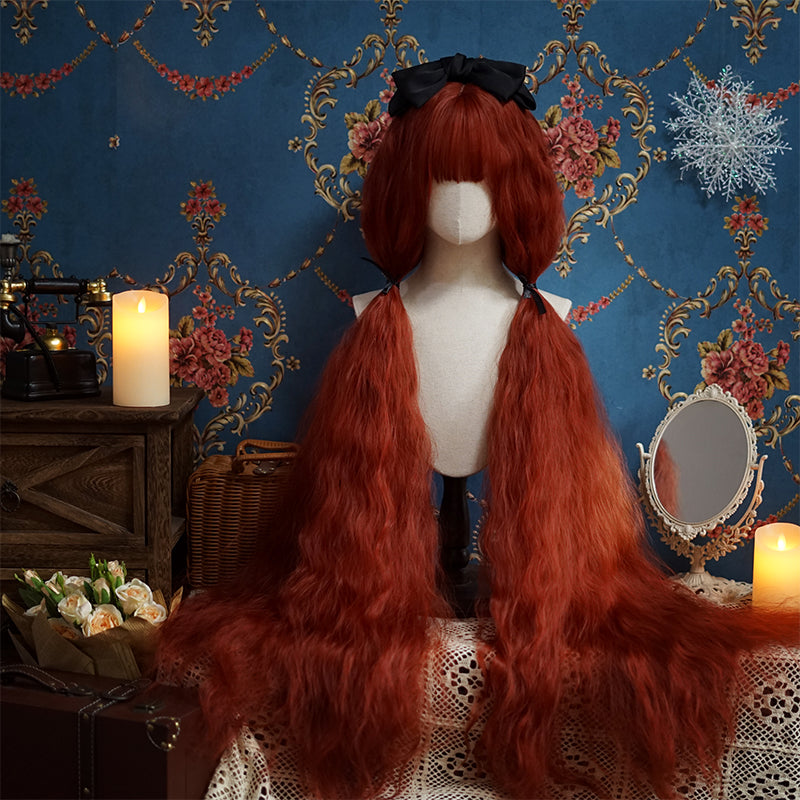 Orange red long curly wig  KF82918