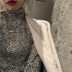 Leopard print long sleeve T-shirt KF81769