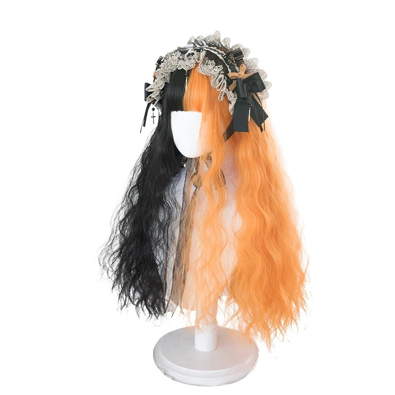 black + orange wig KF81188