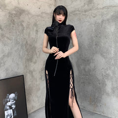 Black cheongsam dress KF81811