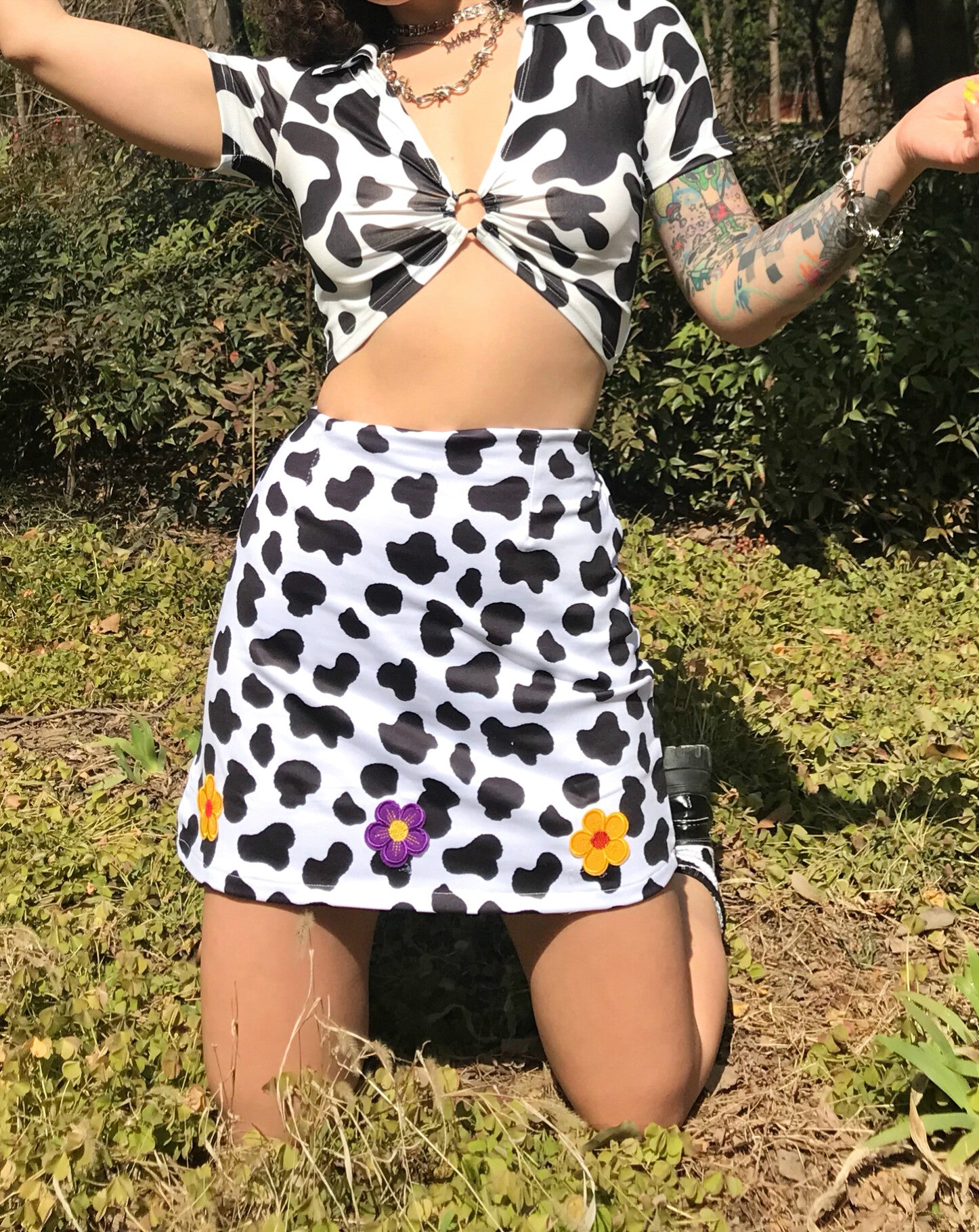 Flower cow skirt KF90547