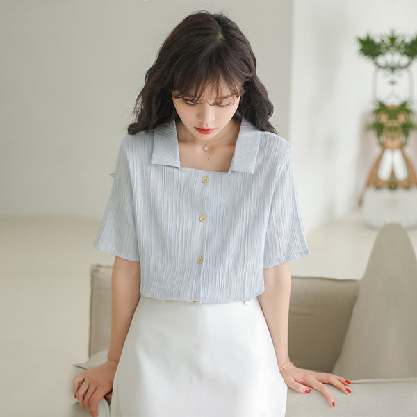 Kfashionstyle Collared Button Up Blouse KF10036