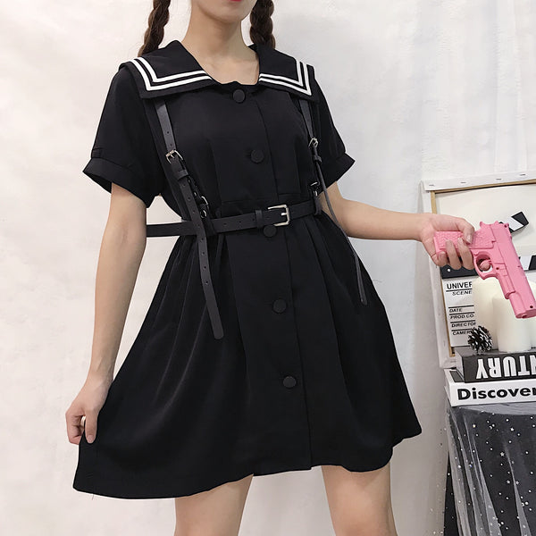 Navy black dress KF9351