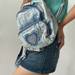 vintage denim backpack  KF21603