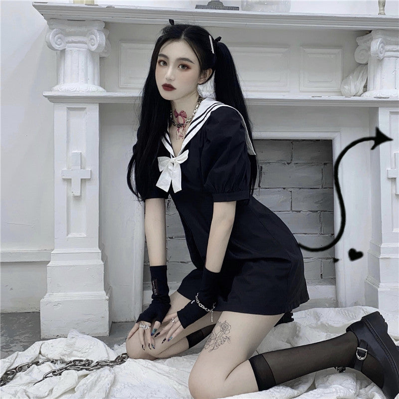 Dark sailor dress KF81538