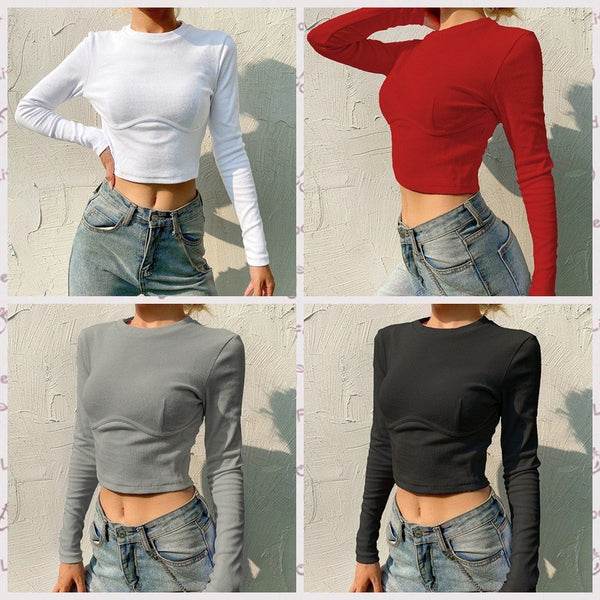 slim fit long sleeve t-shirt top KF81821