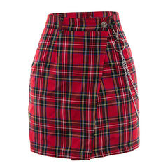 Red plaid skirt KF9384