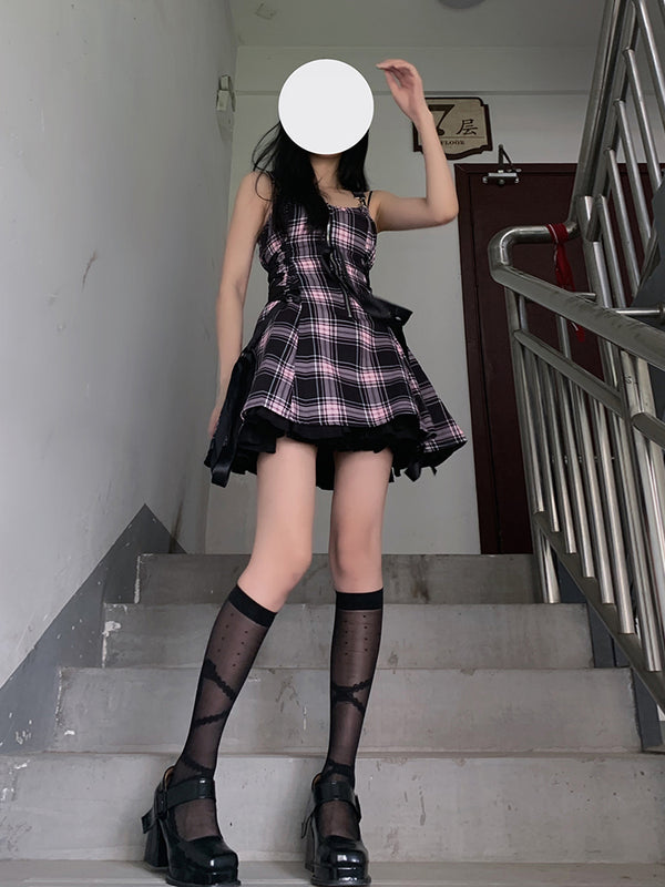 Plaid pleated dress KF82094