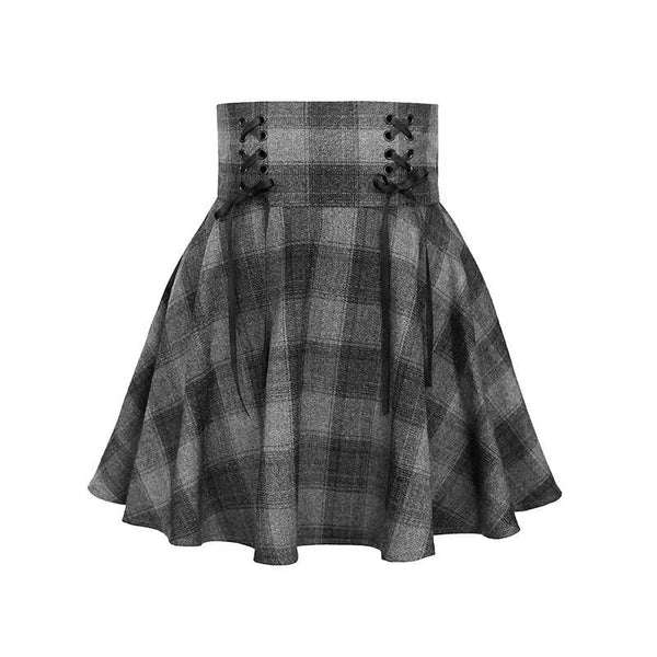 Gray Plaid Skirt  KF83332