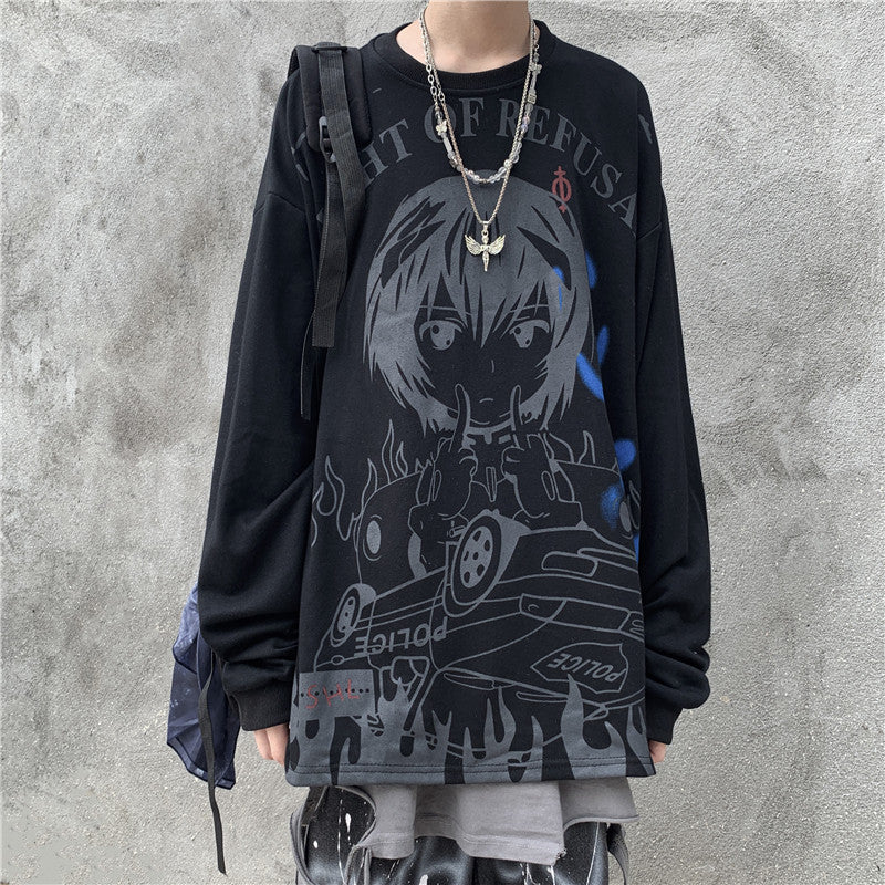 Harajuku Anime Print Long Sleeve T-Shirt  KF82163