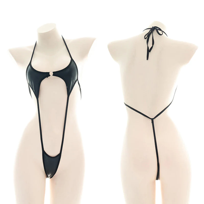 One-piece patent leather bikini  KF83585