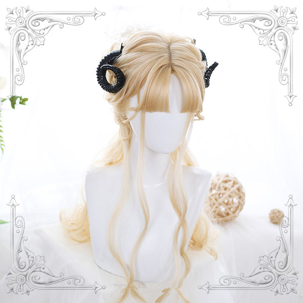 Golden long roll wig KF90552