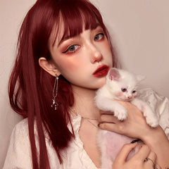 red long straight wig KF82833