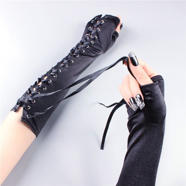 Punk black gloves KF9163