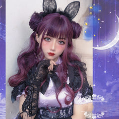 Purple long straight wig KF81266