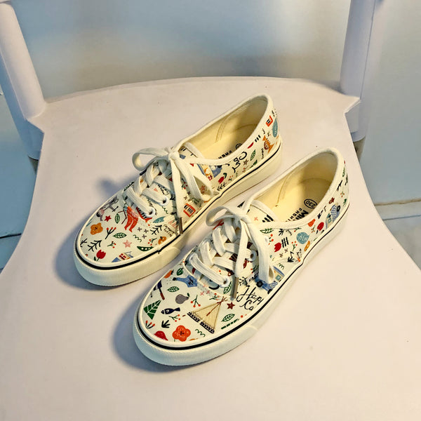 Hand drawn doodle canvas shoes  KF9543