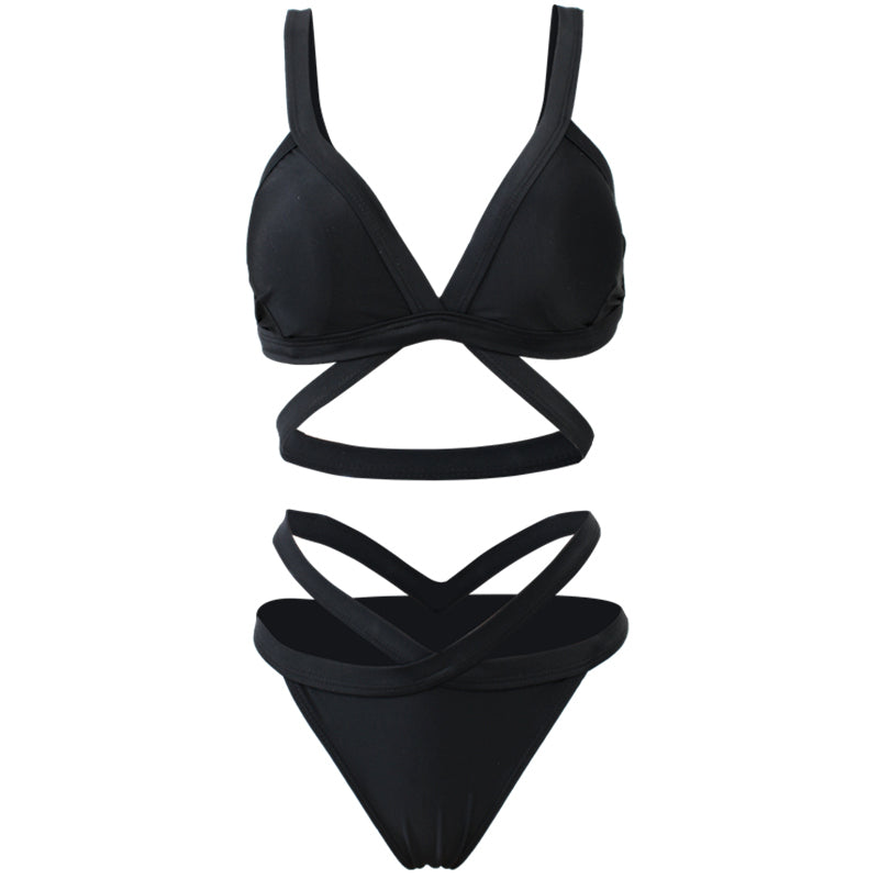 Two-piece black swimsuit  KF82655