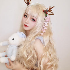 Golden long roll wig KF90444
