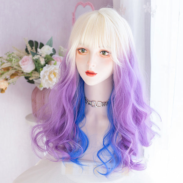 White blue purple gradient wig  KF82488