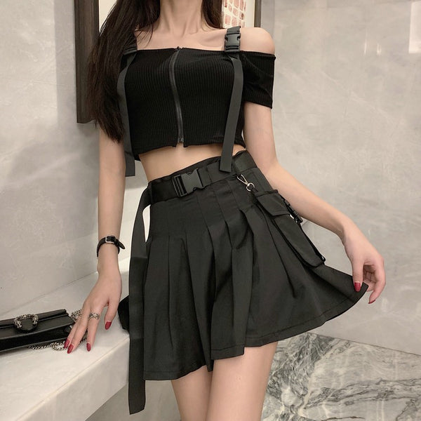 Punk dark skirt sets  KF82188