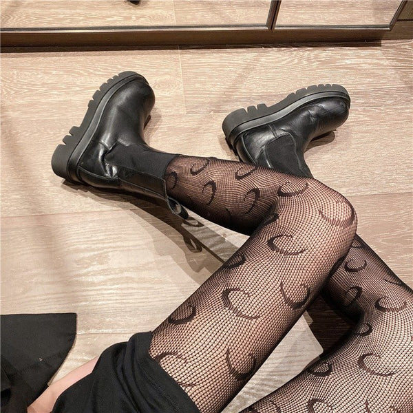 Moon print fishnet stockings  KF82409