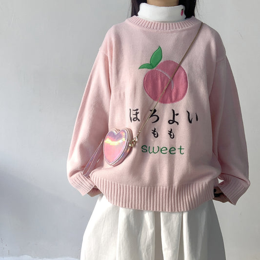 Peach embroidered sweater  KF9269