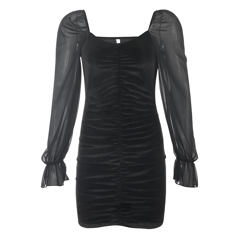 Black puff sleeve dress KF9519 – unzzy