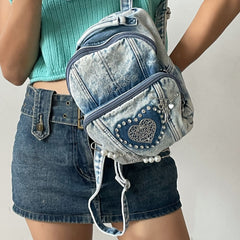 vintage denim backpack  KF21603