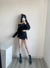 Sexy Black Culottes KF81636