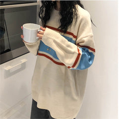 Embroidered striped sweater KF9195