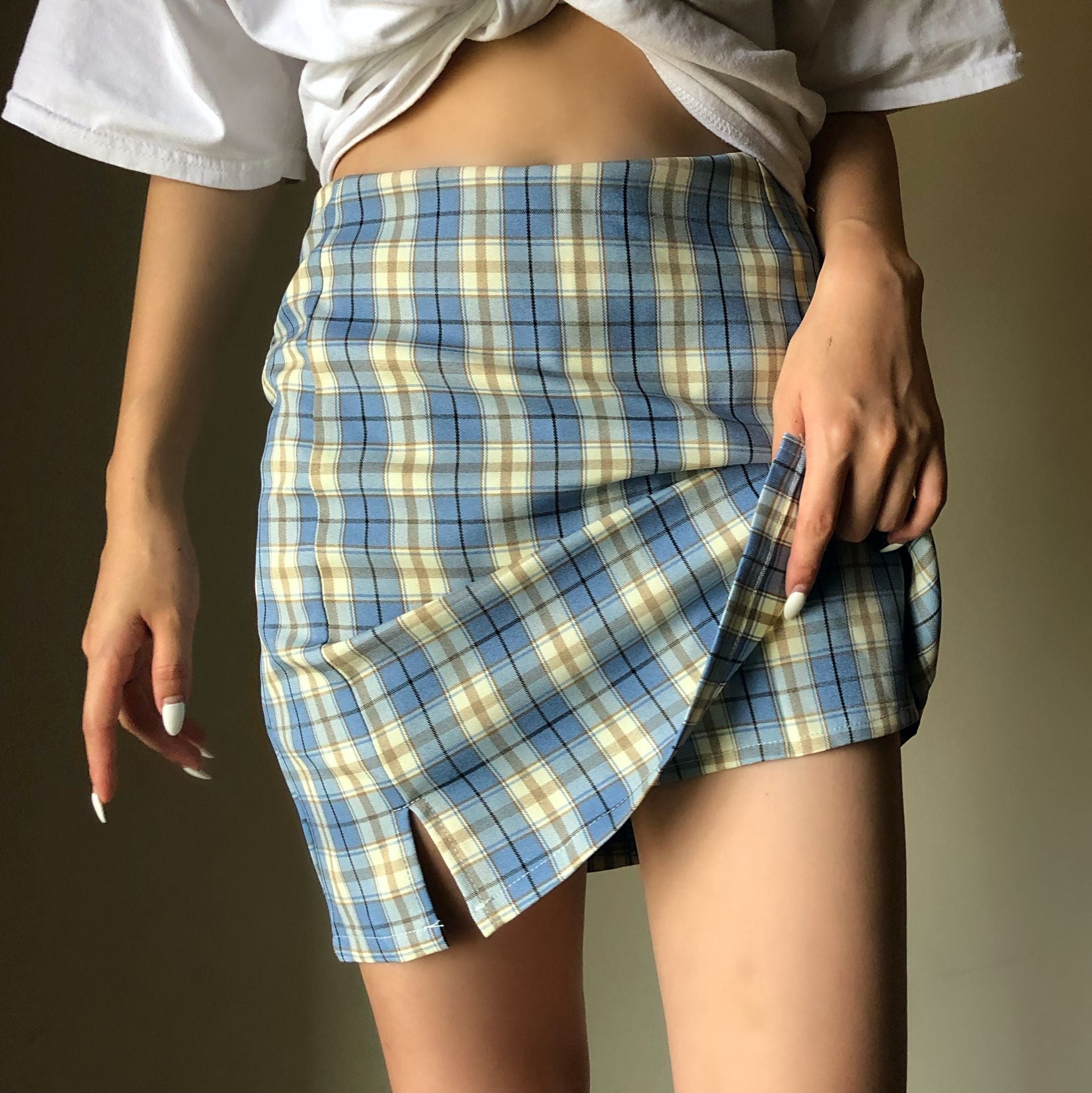 Chic plaid skirt KF9503