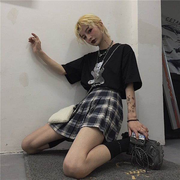 Plaid pleated skirt KF9513