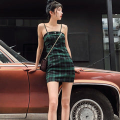 Green plaid dress KF81349